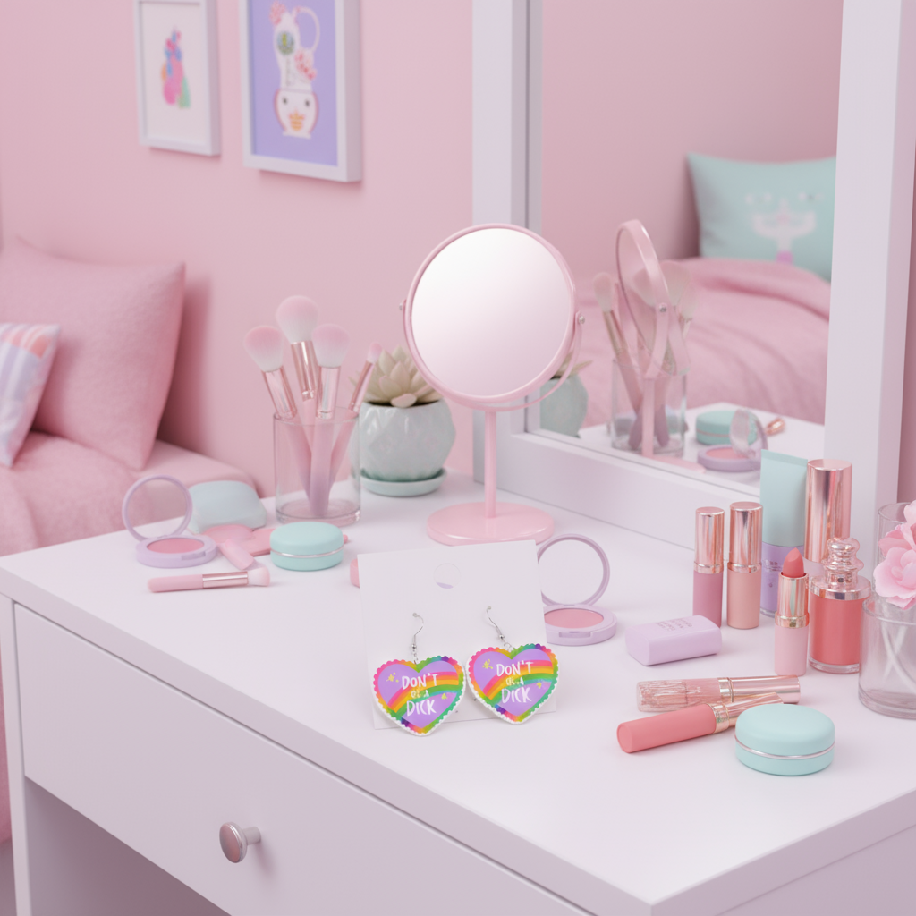 Acrylic Heart Charm Earrings  – Retro Statement Jewelry with funny saying