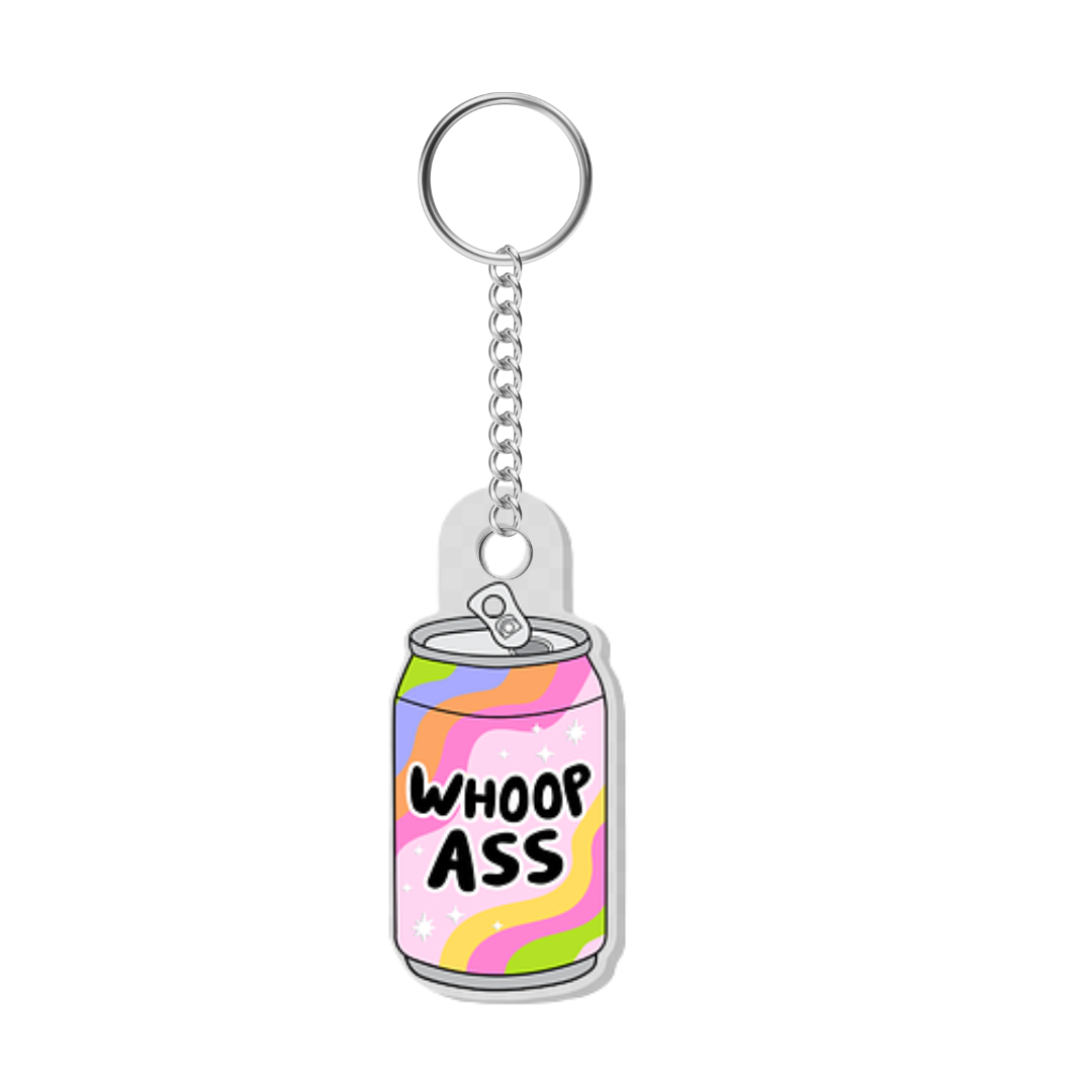 2 x 2 Acrylic keychain- Can Shaped with Funny Saying